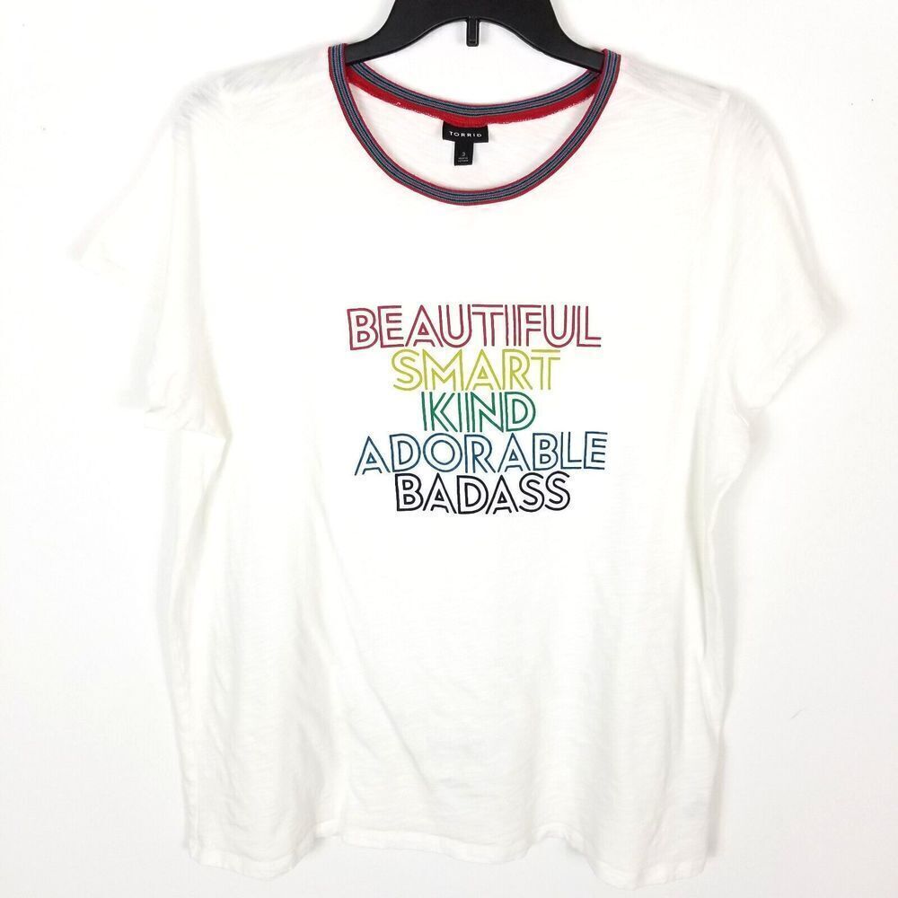 Torrid Women Plus Beautiful smart Graphic Tee Size 3X White Short Sleeve